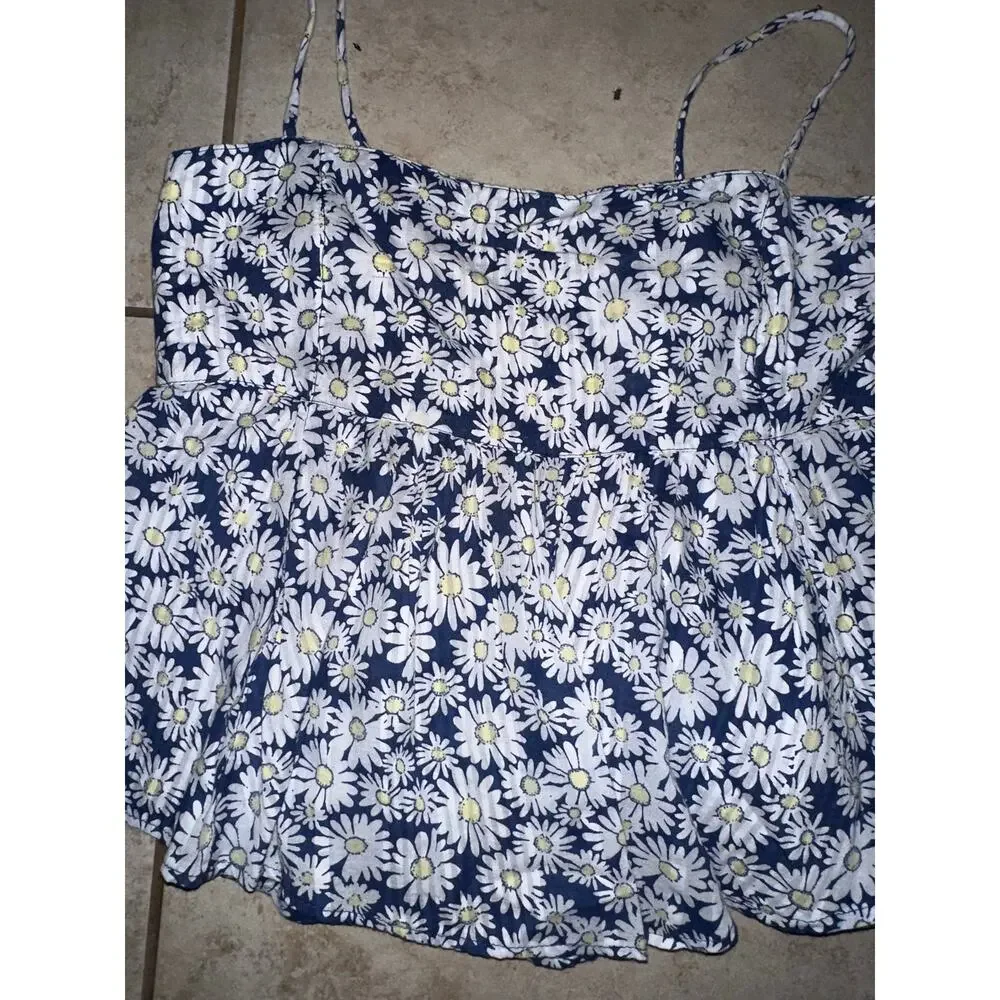 Free People Daisy Print Peplum Cami Top | Blue Floral | Size L